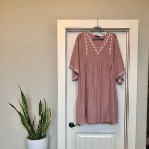 roolee • mauve dress with floral embroidery